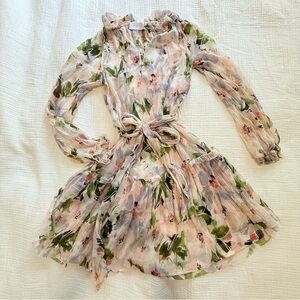 Christy Lynn | Jenny Silk Dress | Lilac Floral | XS | Like New